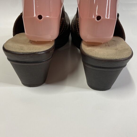 Naturalizer Brown Leather Clogs Women's Sz 10M Lial Mules S110 Metal Accents - Picture 11 of 15